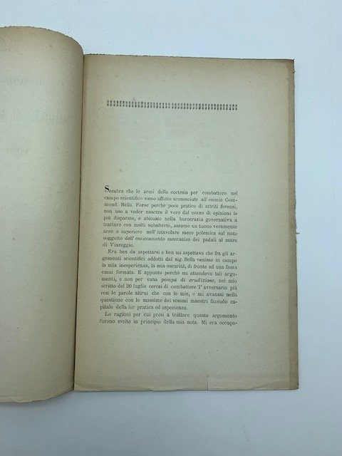 Il bonificamento del Padule di Massaciuccoli. Replica dell'Ing. Castruccio Paoli …