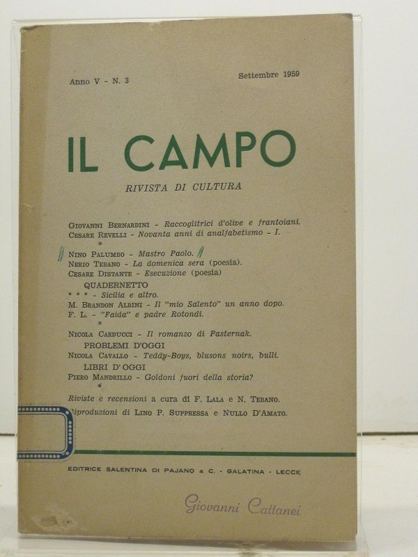 Il campo. Rivista di cultura, anno V, n. 3, settembre …