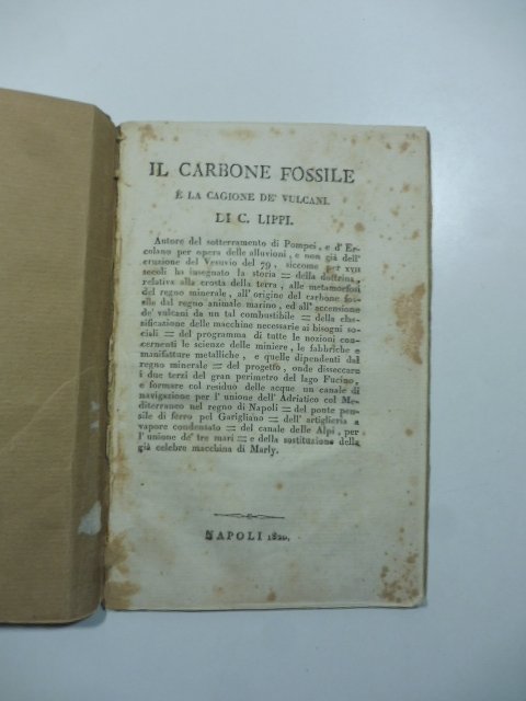 Il carbone fossile e' la cagione de' vulcani di C. …