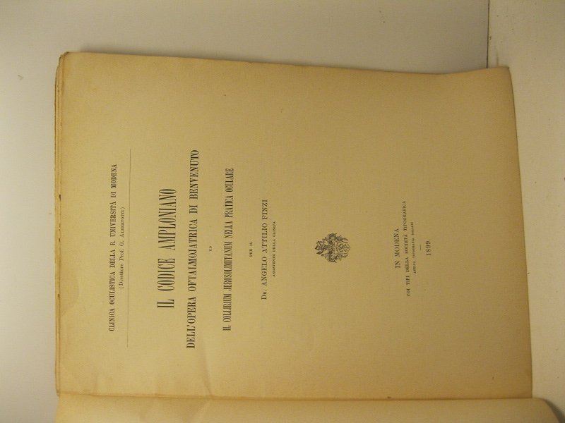 Il codice amploniano dell'opera oftalmojatrica di Benvenuto ed il collirium …