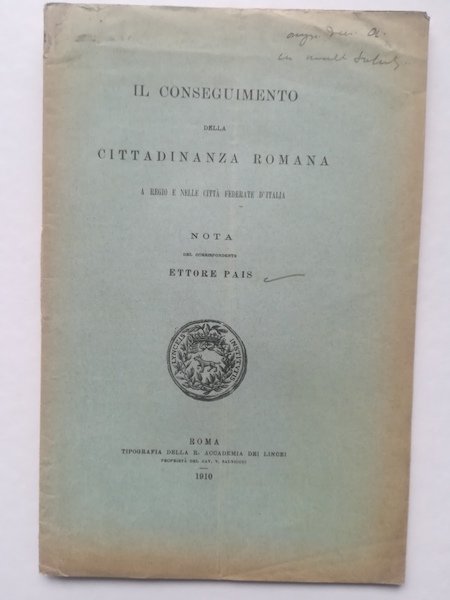 Il conseguimento della cittadinanza romana a Regio e nelle citta' …