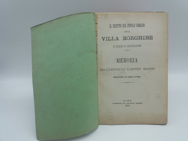 Il diritto del popolo romano sulla Villa Borghese in giudizio …