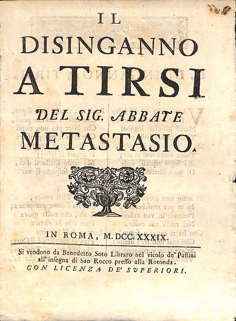 Il disinganno a Tirsi del sig. abbate Metastasio