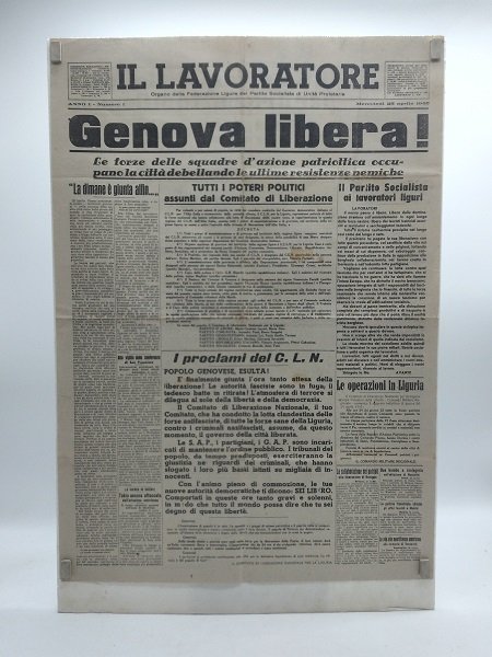 Il Lavoratore. Organo della federazione ligure del Partito Socialista di …