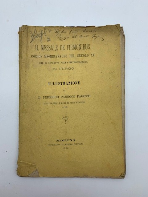 Il Messale De Firmonibus codice membranaceo del secolo XV che …