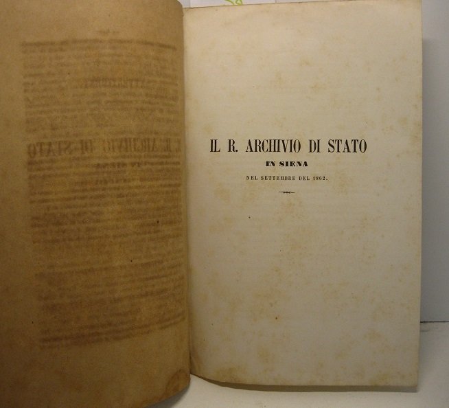 Il R. Archivio di Stato in Siena nel settembre del …