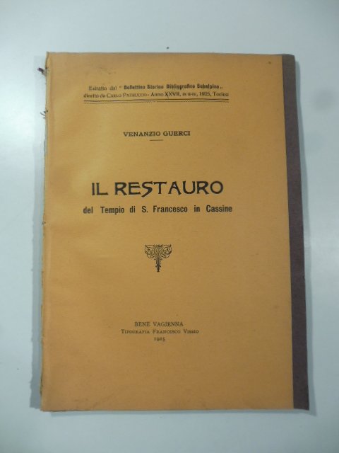 Il restauro del tempio di S. Francesco in Cassine