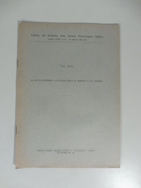 Il reticulitermes lucifugus Rossi a Genova e in Liguria