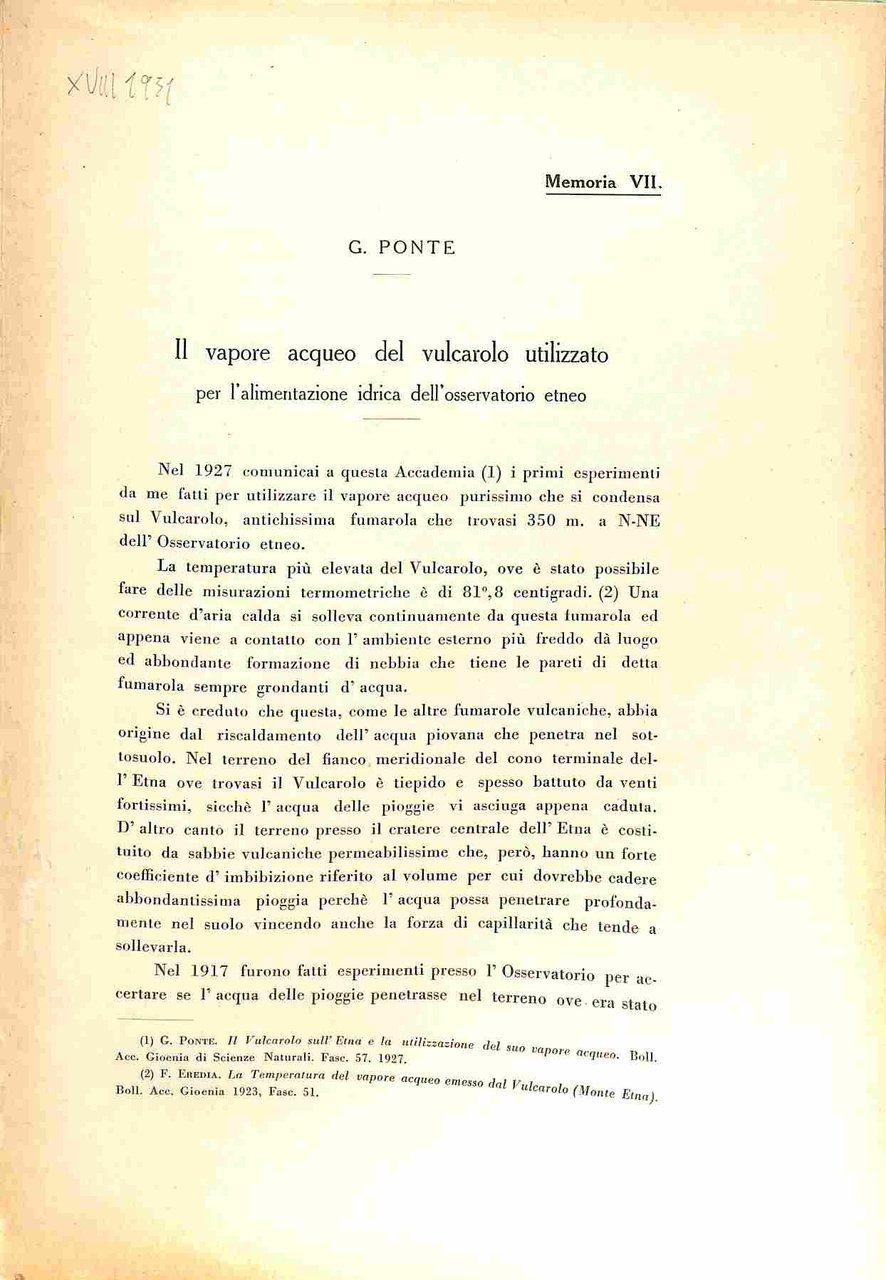 Il vapore acqueo del vulcarolo utilizzato per l'alimentazione idrica dell'osservatorio …