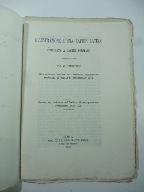 Illustrazione d'una lapide latina ritrovata a Castel Porziano. Discorso letto …