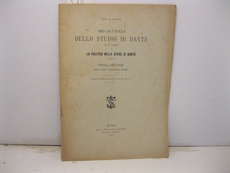 Importanza dello studio di Dante ai di' nostri e la …