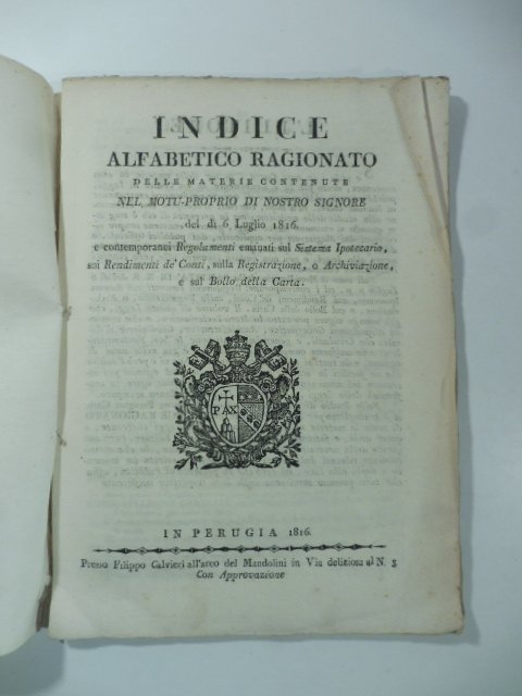 Indice alfabetico ragionato delle materie contenute nel motu-proprio di nostro …