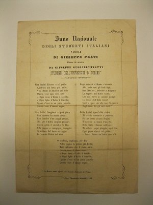 Inno nazionale degli studenti italiani. Parole di Giuseppe Prati messe …