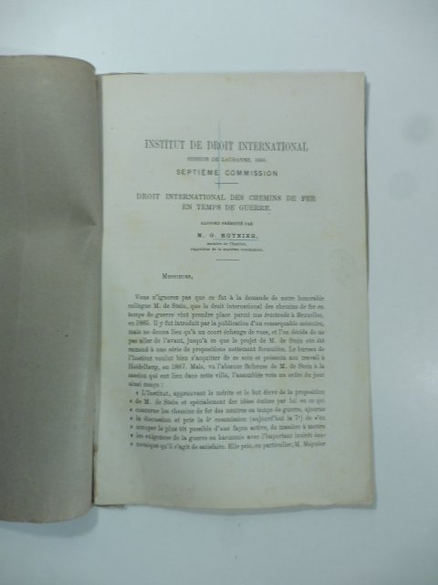 Institut de Droit International. Droit international des chemins de fer …