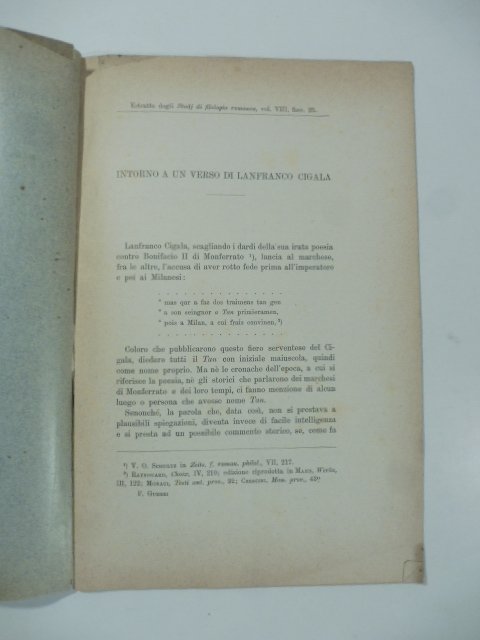 Intorno a un verso di Lanfranco Cigala