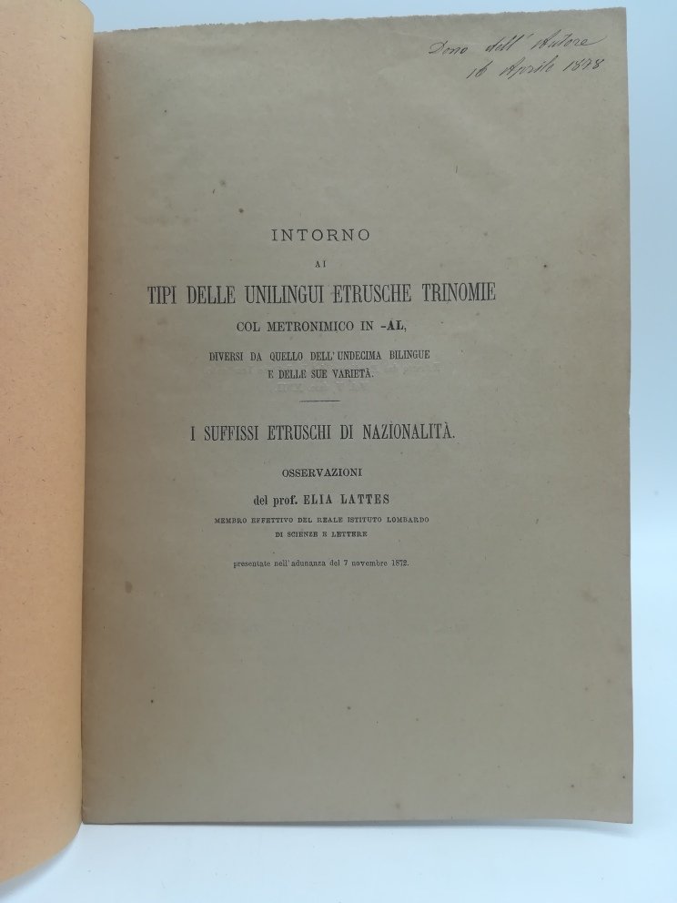 Intorno ai tipi delle unilingui etrusche trinomie col metronimico in …