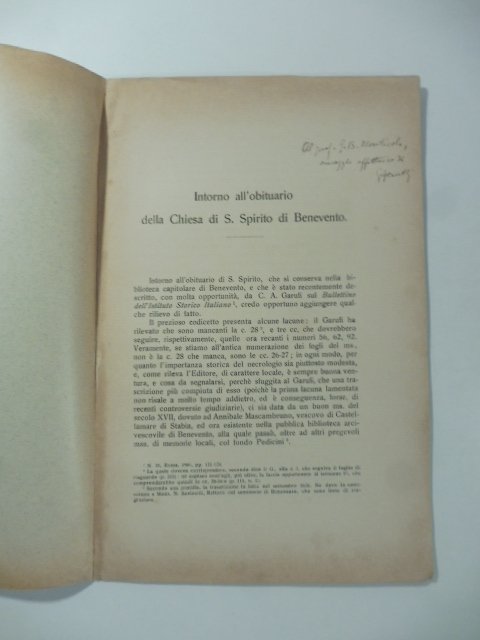 Intorno all'obituario della Chiesa di S. Spirito di Benevento
