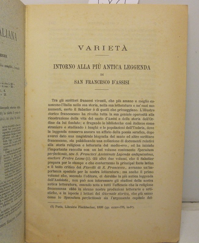 Intorno alla piu' antica leggenda di San Francesco d'Assisi