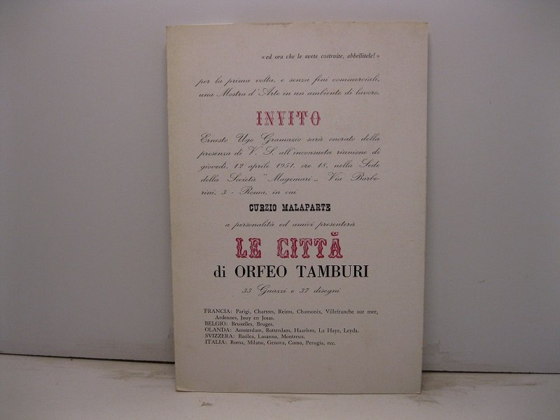 Invito. Ernesto Ugo Gramazio sara' onorato della presenza di V. …