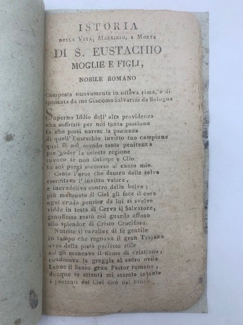 Istoria della vita, Martirio, e Morte di S. Eustachio moglie … | Immagine principale