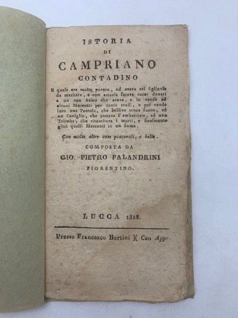 Istoria di Campriano contadino. Il quale era molto povero, ed … | Immagine principale