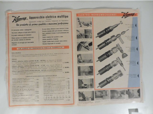 Komag. Apparecchio elettrico multiplo. Pieghevole pubblicitario