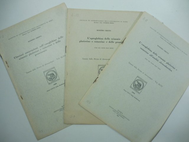 L'emoglobina delle scimmie platirrine e catarrine all'analisi elettroforetica; Ulteriori osservazioni; …