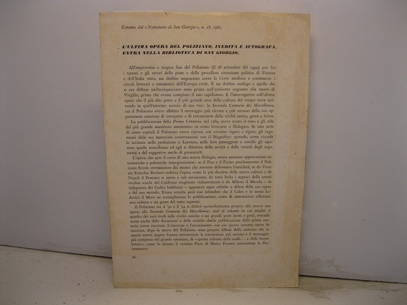 L'ultima opera del Poliziano inedita e autografa entra nella Biblioteca …