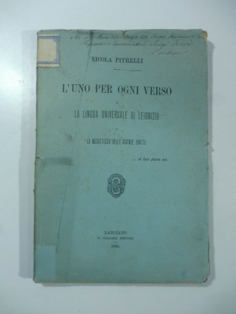 L'uno per ogni verso o la lingua universale di Leibnizio …