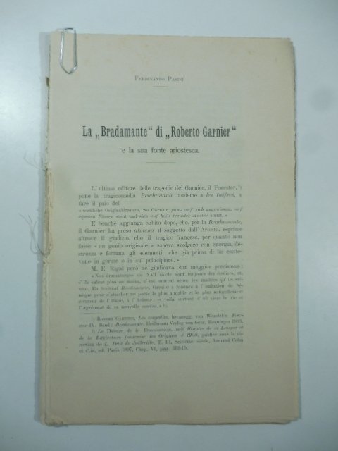 La Bradamante di Roberto Garnier e la sua fonte ariostesca