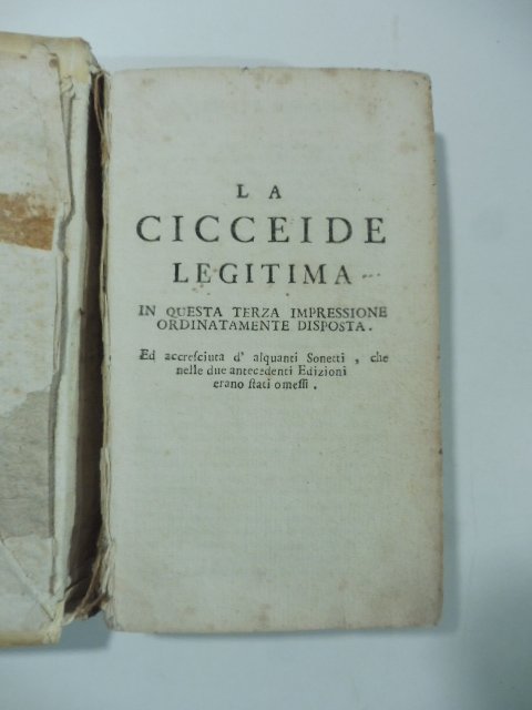 La cicceide legittima. In questa terza impressione ordinatamente disposta ed …
