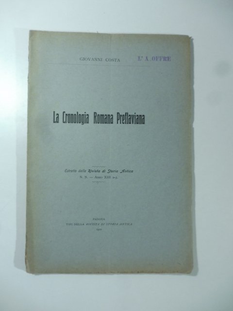 La cronologia romana preflaviana