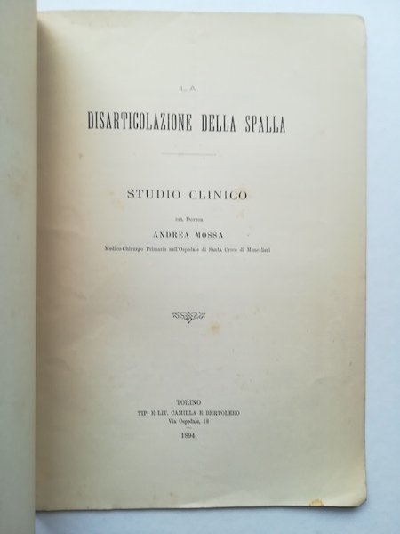 La disarticolazione della spalla. Studio clinico