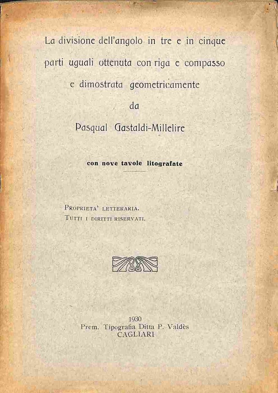 La divisione dell'angolo in tre e cinque parti uguali ottenuta …