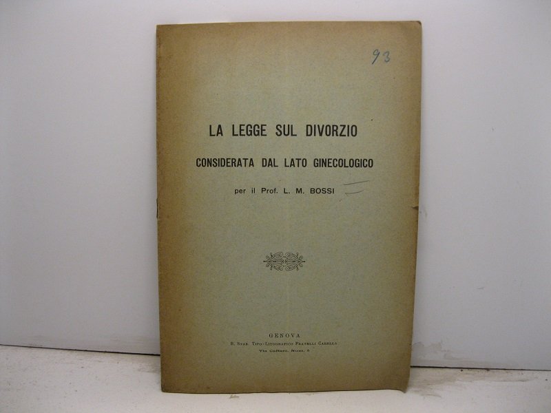 La legge sul divorzio considerata dal lato ginecologico