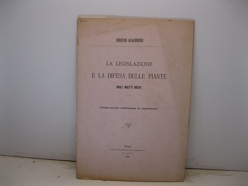La legislazione e la difesa delle piante dagli insetti nocivi …