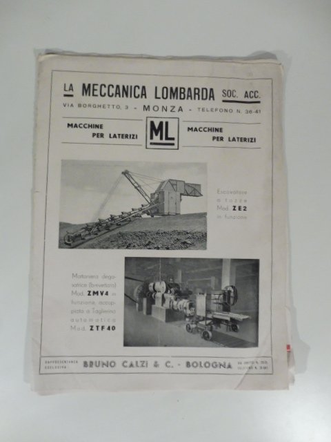 La meccanica lombarda. Macchine per laterizi. Pieghevole pubblicitario con 13 …