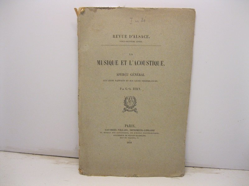 La musique et l'acoustique. Apercu general sur leurs rapports et …