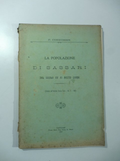 La popolazione di Sassari dal secolo XV ai nostri giorni