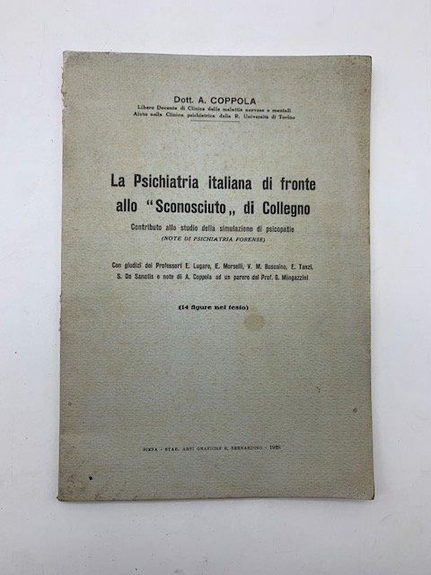 La psichiatria italiana di fronte allo Sconosciuto di Collegno. Contributo …