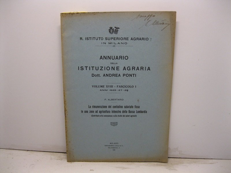 La rimunerazione del contadino salariato fisso in una zona di …