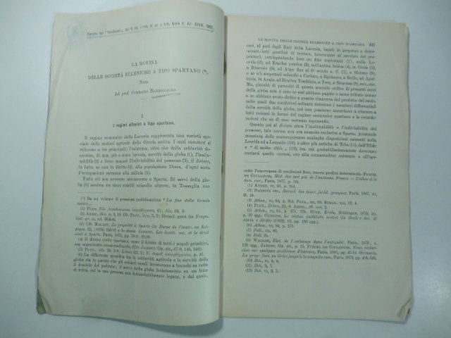 La rovina delle societa' elleniche a tipo spartano