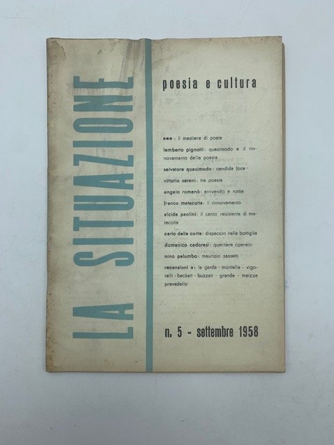 La situazione. Poesia e cultura, n. 5, settembre 1958