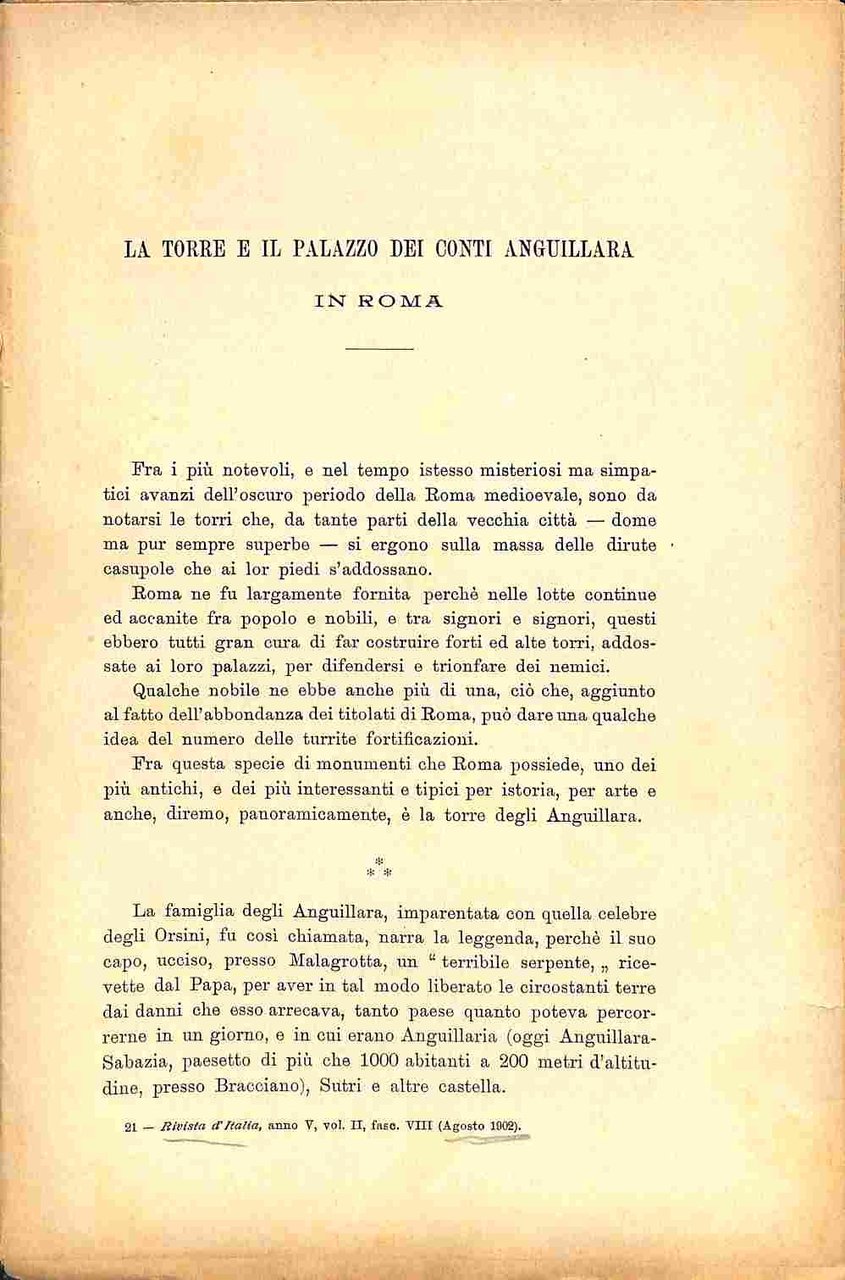 La torre e il Palazzo dei Conti Anguillara in Roma