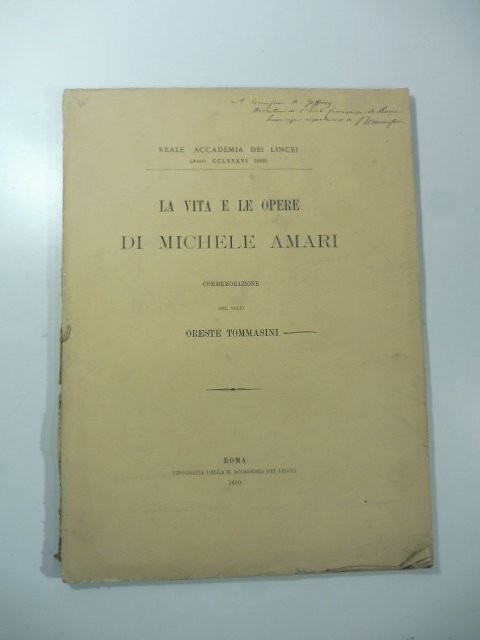 La vita e le opere di Michele Amari. Commemorazione