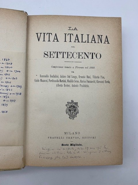 La vita italiana nel Settecento. Conferenze tenute a Firenze nel 1895