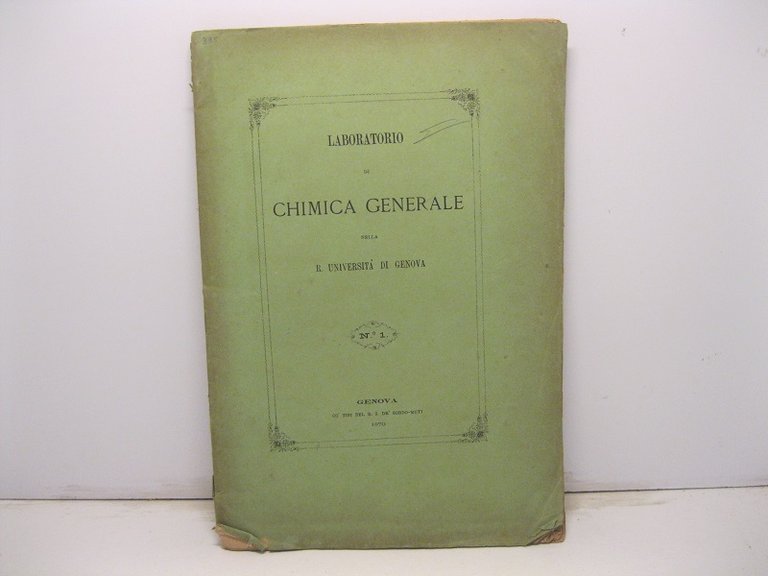 Laboratorio di chimica generale nella R. Universita' di Genova. Pneumodensimetro automatico