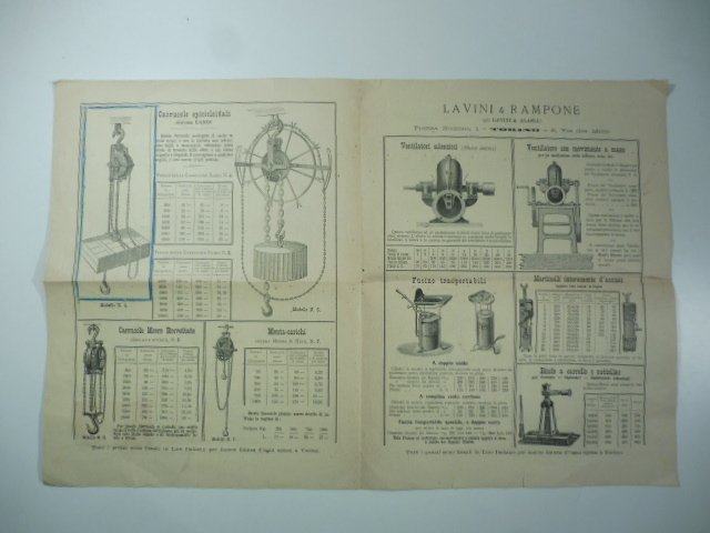 Lavini & Rampone. Carrucole differenziali perfezionate. Pieghevole pubblicitario