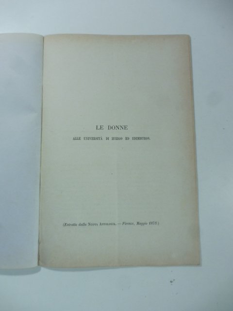 Le donne alle universita' di Zurigo ed Edinburgo