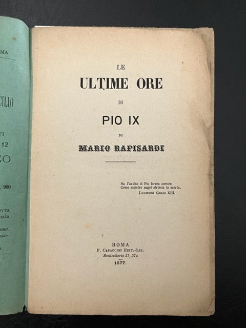 Le ultime ore di Pio IX